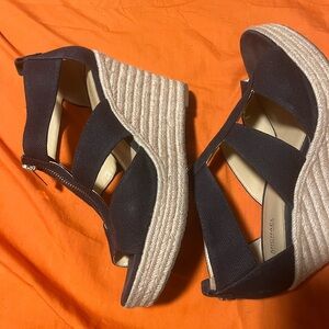 Michael Kors Black and Tan Wedge Sandals